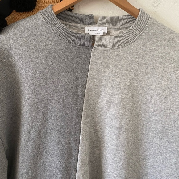 Lovers + Friends Oversized Gray Two Tone Colorblock Sweatshirt Dress Tunic - Picture 8 of 15